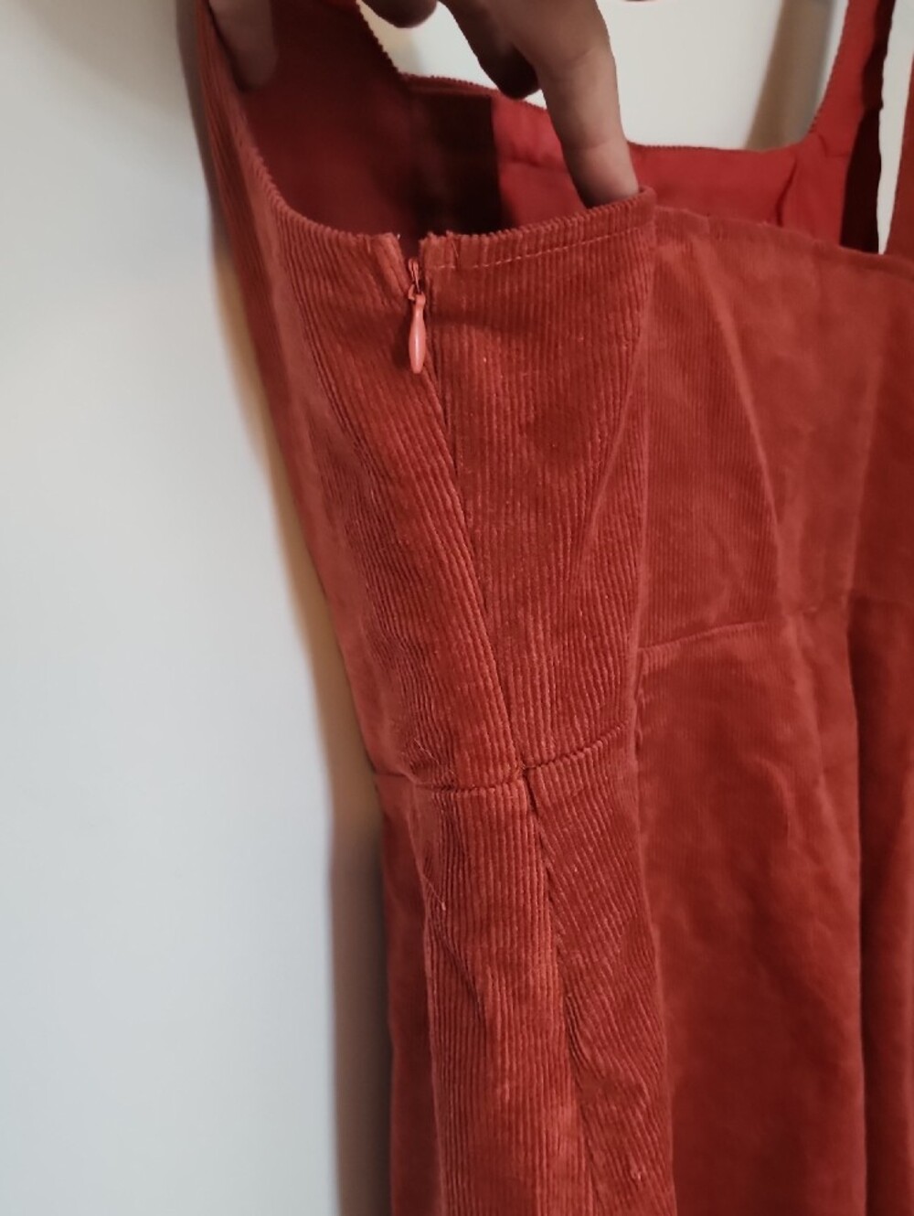 Forever 21 Rust Corduroy Sleeveless Mini Dress with Button Detail - Picture 4 of 5